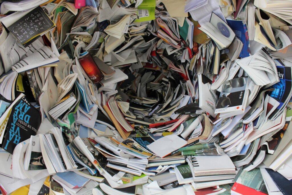 Decorative. A whirwind of books!